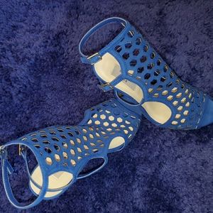 Chelsea & Zoe blue heeled sandal